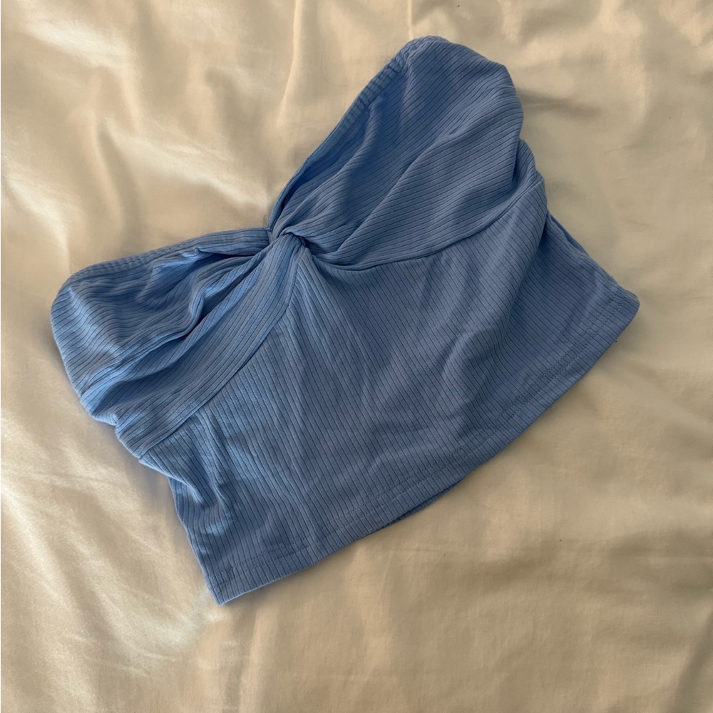 Shein Blue Ribbed Tube Top